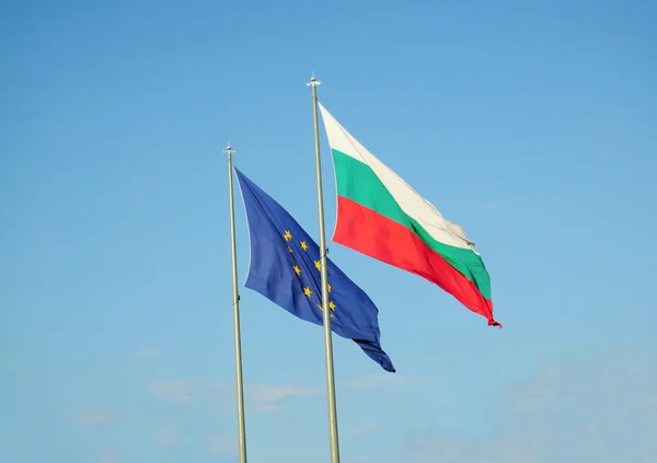 Stock image Bulgarian and EU flags