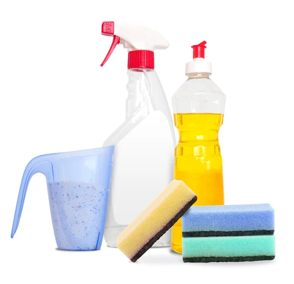 Conjunto de productos de limpieza no etiquetados —  Fotos de Stock