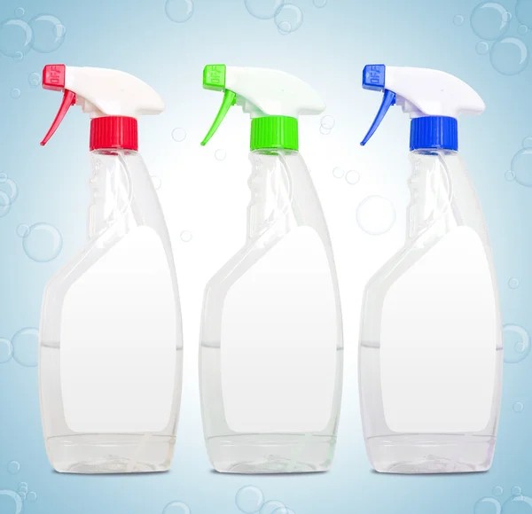 Set of unlabeleled cleaning spray products — Stock Photo, Image