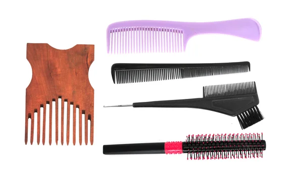 Different combs on white background — Stock Photo, Image