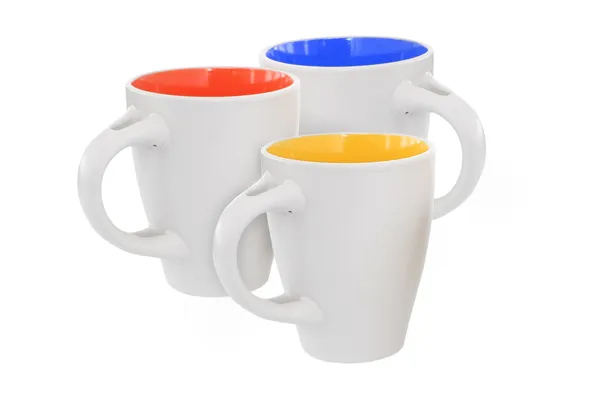 Three multicolored mugs — Stock Photo, Image
