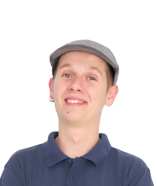 Mladý muž v šedém klobouku — Stock fotografie