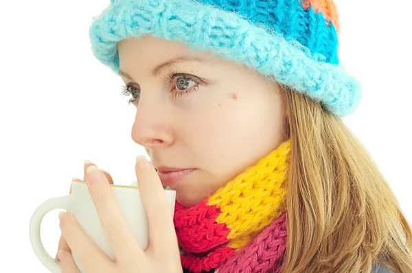 stock image Winter girl with cup