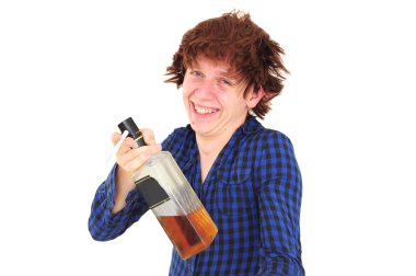 Funny smiling drunk man clipart