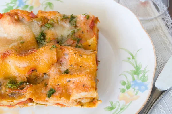 Penutup potongan lasagna — Stok Foto