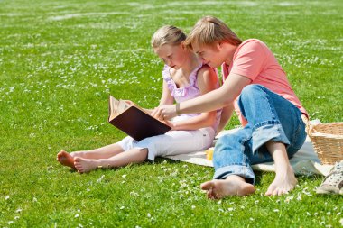 Two teenagers at picnic clipart