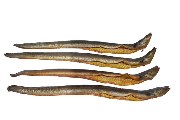 Dört füme yılan balığı — Stok fotoğraf