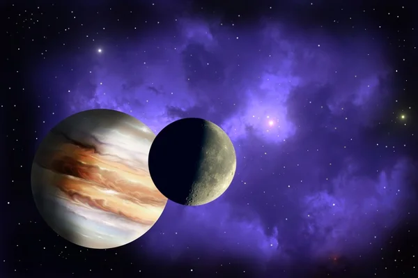 Jupiter und Mond — Stockfoto