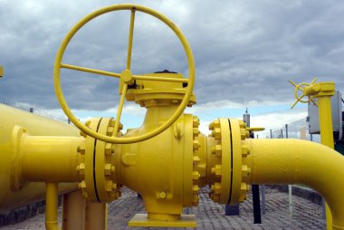 Yellow pipes and valve clipart