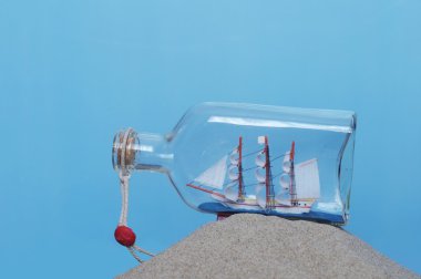 Sailcloth ship in bottle clipart