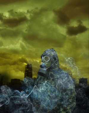 Man in anti-gas mask clipart