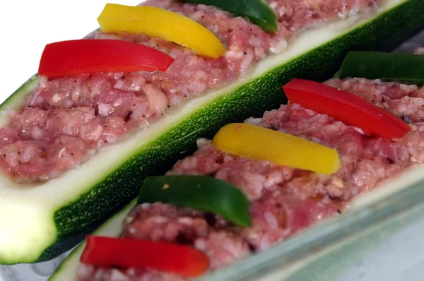 Stock image Two zucchini and meat stuffing