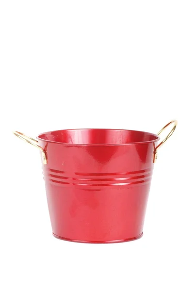 stock image Red Metal Bucket on White Background