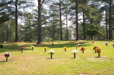 Flower Bouquets in a Graveyard clipart