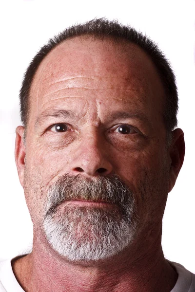 stock image Old Guy with Gray Beard and Mustache Looking Straight On Serious