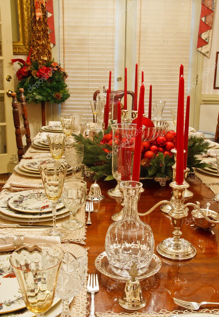 Formal Dining Table Set for Christmas — Stock Photo © dbvirago #5715827