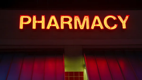 Neon Pharmacy Sign — Stock Photo, Image
