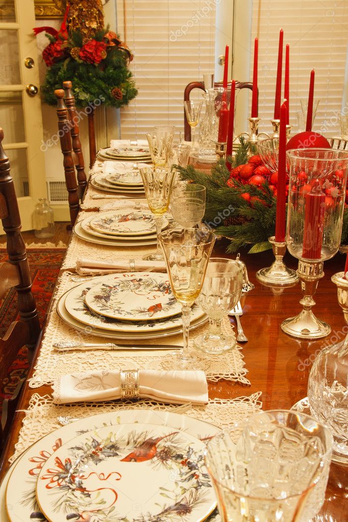 Festive Formal Table Set for Christmas — Stock Photo © dbvirago #5873126