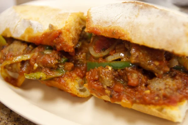 Sandwich bakso dan sosis — Stok Foto