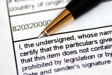 Focus on the word undersigned in a document clipart