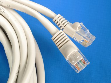 Close up view of some computer Ethernet cables clipart