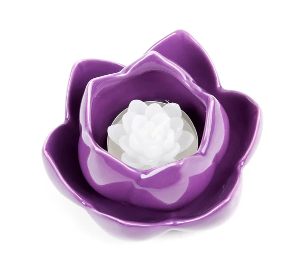 Vela na forma de violeta de porcelana — Fotografia de Stock