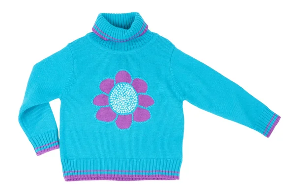 Dla dzieci niebieski sweter z dzianiny — Zdjęcie stockowe