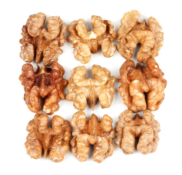 Nine walnut halves — Stock Photo, Image