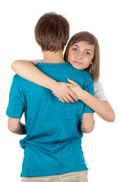 Ragazza abbracciare ragazzo — Foto Stock