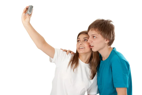Boy and girl pictures of himself — Stock Photo, Image
