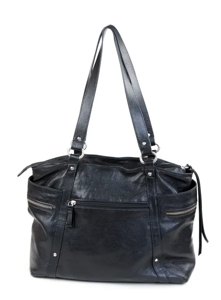 Damenhandtasche aus schwarzem Leder — Stockfoto