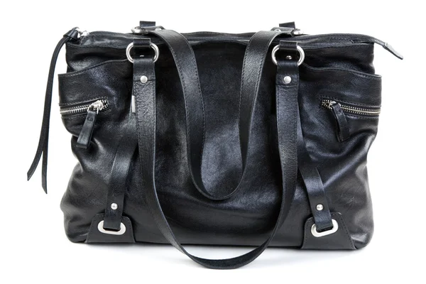 Чорна шкіряна жіноча сумка — стокове фото