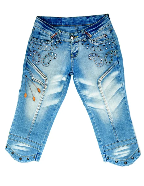 Pantaloni di denim blu con borchie in acciaio — Foto Stock