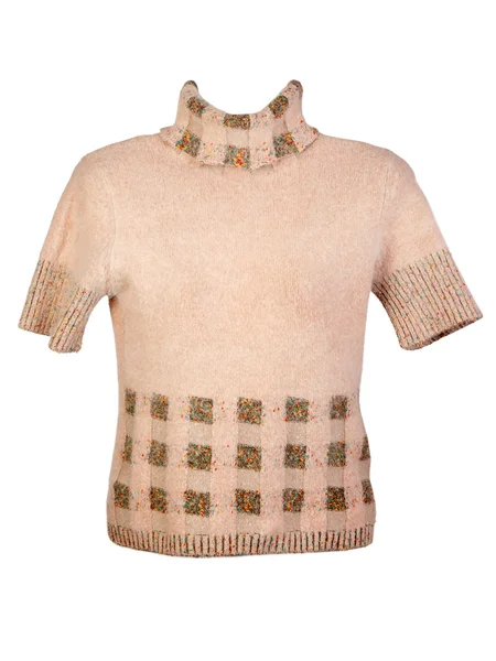Kvinnors beige tröja med mönster — Stockfoto