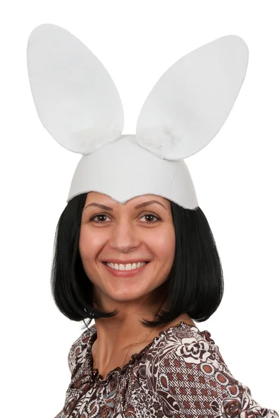 ウサギの耳を持つ女性 — ストック写真