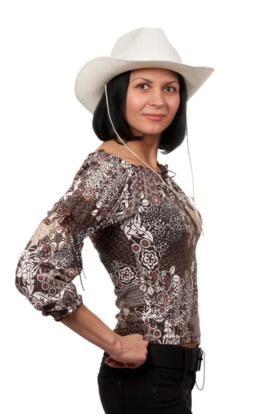 Donna con un cappello da cowboy — Foto Stock