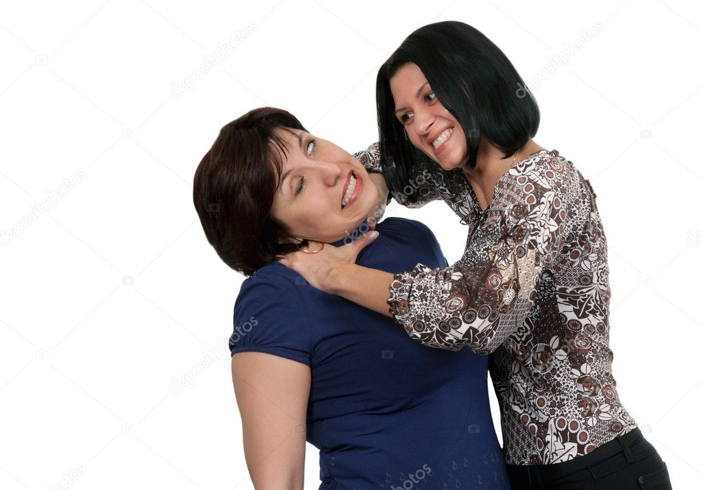 Girl strangling a woman