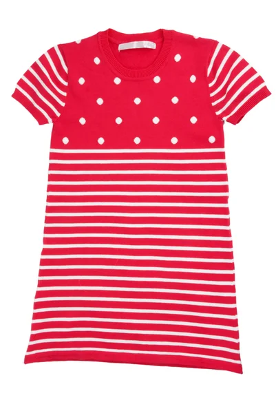 Červené dětské pruhované pletené šaty — Stock fotografie