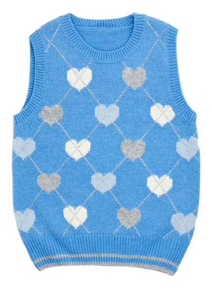 Baby blauwe gebreide vest — Stockfoto