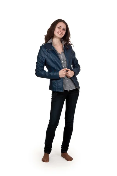 Menina em jaqueta de couro — Fotografia de Stock