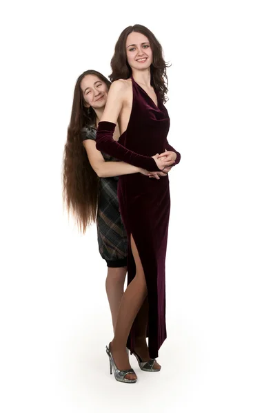 이브닝 드레스에 두 자매 — 스톡 사진