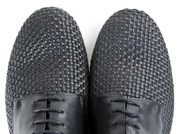 Stílusos pár fekete bőr cipő — Stock Fotó