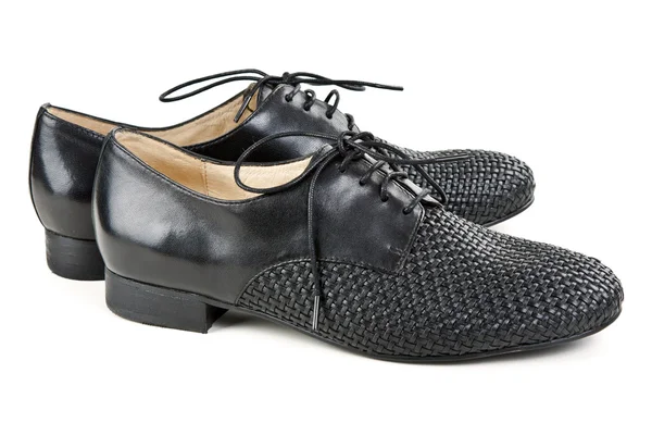 Stylový pár černé kožené boty — Stock fotografie