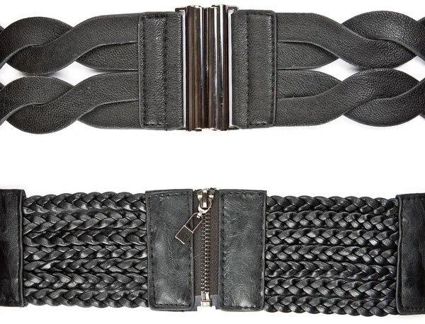 Two black leather women's belt — Stock Photo, Image