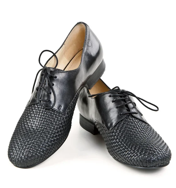 Stijlvolle paar zwart lederen schoenen — Stockfoto