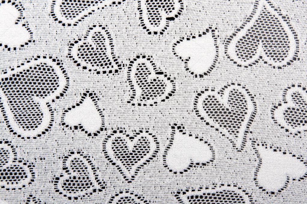 White lace patterned with hearts