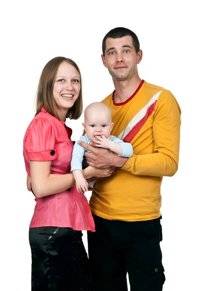 Mladá maminka tatínek drží dítě — Stock fotografie