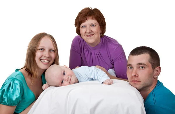 Mom, dad and grandmother with a baby — Stock Photo, Image