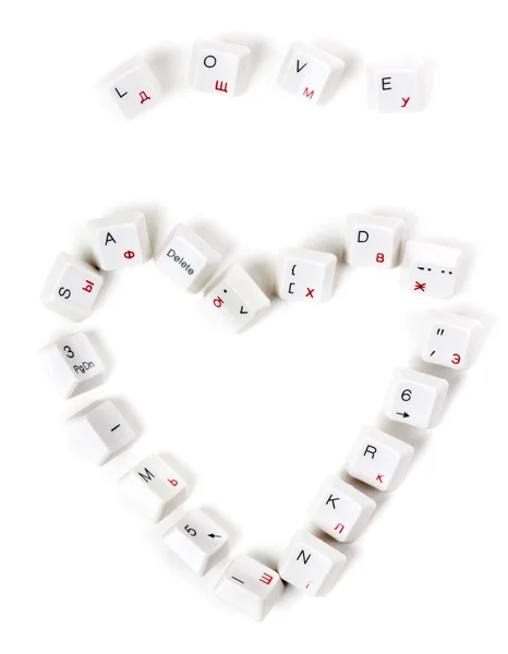 Ordet kärlek och hjärta lagt ut nycklar — Stockfoto