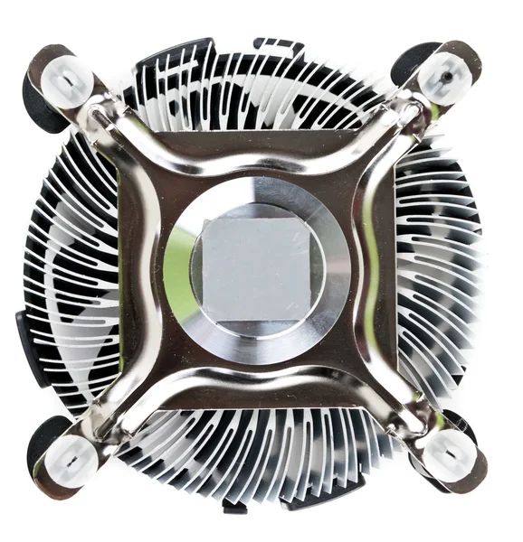 Aluminum radiator fan with the CPU Royalty Free Stock Photos